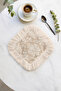 Baroque Luxury Fringed Serving Cocktail Napkin - Classic Elegant Vintage Beige White Coaster Tissue - 8