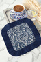 Elegant Deer Patterned Fringed Presentation Decoration Handkerchief - Natural Motif Bohemian Navy Blue Coffee Napkin - 6