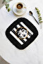 Artistic Portrait Illustrated Fringed Presentation Napkin-Retro Black White Gold Color Coaster Tissue - 5