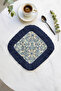 Palace Splendor Fringed Presentation Napkin-Mediterranean Breeze Classic Navy Blue Coaster Serving Tissue - 7