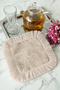 Natural Elegant Fringed Decorative Fabric Napkin - Pastel Plant Modern Cream Coaster Tissue