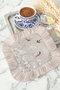 Elegant Bird and Floral Tassel Presentation Napkin - Romantic Japandi Beige White Coaster Tissue - 2