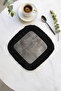 Luxurious Modern Wood Textured Fringed Presentation Napkin - Industrial Rustic Black Coffee Side Presentation Napkin - 8