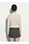 Women's Cream Half Turtleneck Long Sleeve Transparent Lace Blouse 6025 60283937 - 5