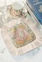 Vintage Palace Motif Fringed Presentation Napkin - Elegant Antique Bohemian Powder Coaster Tissue - 6