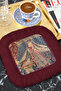 Medieval Palace Elegance Fringed Presentation Napkin-Lady Themed Classic Burgundy Coaster Tissue - 5