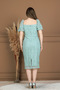 Full Beaded Fabric Square Collar Pencil Dress - Mint Green - 8
