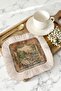 Baroque Elegant Fringed Coffee Side Presentation Napkin - Classic Garden Rustic Beige Green Coaster Napkin - 2