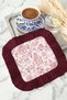 Asian-Inspired Luxurious Fringed Presentation Napkin - Chinese Garden Themed Bohemian Burgundy Coffee Side Presentation Napkin - 7