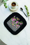 Luxurious Floral Fringed Presentation Placemat Tissue - Feminine Bohemian Black Striped Lilac Presentation Napkin - 5