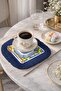 Mediterranean Lemon Motif Fringed Bohemian Presentation Napkin-Majolik Blue Bohemian Yellow Coaster Tissue - 2