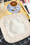 Elegant Paisley Motif Fringed Bohemian Presentation Napkin - Classic Bohemian Beige Cream Coaster Tissue - 3