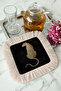 Luxurious Charming Panther Fringed Presentation Napkin - Elegant Safari Bohemian Black Coaster Tissue