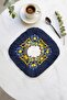 Lemon Motif Fringed Presentation Decoration Napkin - Mediterranean Themed Nordic Navy Blue Coffee Napkin - 6