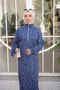 Navy Blue Half-Zip Ribbed Patterned Dress - 3