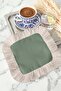 Elegant Natural Fringed Decorative Fabric Napkin - Soft Green Bohemian Cream Coaster Tissue - 6