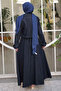 Navy Blue Denim Jacket Dress Double Combination Set - 5