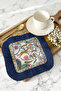 Luxurious Animal Patterned Fringed Presentation Decoration Handkerchief - Natural Floral Bohemian Navy Blue Coffee Side Napkin - 7