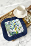 Lemon Tree Garden Fringed Presentation Placemat Napkin - Natural Vibrant Bohemian Navy Blue Presentation Napkin - 7