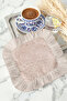 Elegant Pastel Sequin Motif Presentation Napkin - Powder Tones Modern White Tassel Coaster Tissue - 4