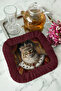 Royal Cat Themed Fringed Presentation Napkin - Palace Cat Baroque Burgundy Coaster Tissue - 2