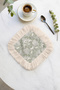 Elegant Flower Garden Fringed Presentation Napkin - Pastel Nature Breeze Cream Bohemian Coaster Tissue - 6
