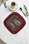 Avant-Garde Palace Elegance Fringed Presentation Napkin - Medieval Garden Themed Gothic Burgundy Coaster Tissue - 4