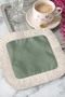 Elegant Natural Fringed Decorative Fabric Napkin - Soft Green Bohemian Cream Coaster Tissue - 5