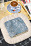 Chinese Garden Fringed Presentation Napkin - Natural Romantic Bohemian Blue Cream Patterned Coffee Presentation Napkin - 2