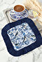 Italian Bird Motif Fringed Presentation Napkin - Elegant Nature's Breeze Classic Blue Coaster Tissue - 6