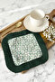 Elegant Tile Motif Fringed Presentation Napkin - Natural Texture Nordic Green Coaster Serving Tissue - 8