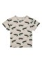 Organic Gots Certified Green Crocodile Patterned Elastic Waist Tshirt Shorts Boys' Pajama Set - 3