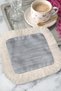 Fringed Showy Presentation Placemat Presentation Napkin - Blue Gray Colored Bohemian Cream Presentation Napkin - 4
