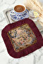 Avant-Garde French Style Fringed Presentation Napkin - Classic Garden Nostalgic Burgundy Coaster Tissue - 6