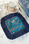 Palace Splendor Fringed Presentation Placemat Tissue - Horse Patterned Bohemian Blue Navy Blue Presentation Napkin - 6