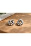 Women's Knot Model Earrings Gold and Silver Color Shiny Curved Design Daily and Stylish Use - 7
