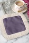 Luxurious Purple Fringed Coffee Side Presentation Cocktail Napkin - Simple Bohemian Lilac Ecru Coaster Tissue - 4