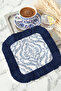 Luxurious Silk Textured Fringed Presentation Napkin - Palace-Inspired Classic Blue Bohemian Coffee Side Presentation Napkin - 8