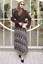 Brown Kravuze Collared Belted Jacket and Chiffon Skirt Set - 2