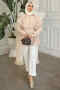 Beige Soft Textured Oversize Modal Shirt - 2