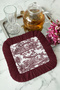 French Country Elegant Fringed Presentation Napkin - Classic Elegance Nostalgic Burgundy Coffee Side Presentation Handkerchief - 5