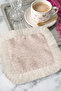 Elegant Pastel Sequin Motif Presentation Napkin - Powder Tones Modern White Tassel Coaster Tissue