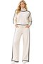 Women’s Knit Lounge Set – High Neck Sweater Top & Wide Leg Pants – Soft Comfortable Two-Piece