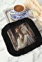 Royal Splendor Fringed Presentation Napkin-Sanat Saray Bohemian Black Gold Color Coaster Tissue - 4