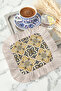 Luxury Mosaic Iconic Fringed Presentation Napkin - Classic Palace Bohemian Navy Blue Coaster Tissue - 8