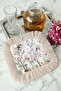 Luxury Chinese Garden Fringed Presentation Napkin - Natural Bird Motif Spring Bohemian Cream Coffee Side Presentation Napkin - 8