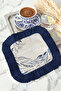 Luxurious Wave Motif Fringed Presentation Decoration Handkerchief - Elegant Fluid Blue Bohemian Cream Coffee Side Napkin - 7