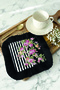 Luxurious Floral Fringed Presentation Placemat Tissue - Feminine Bohemian Black Striped Lilac Presentation Napkin - 2