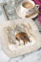Wild Nature Tigers Tasseled Presentation Napkin - Bohemian Cream Coaster Tissue with Tiger Pattern - 8