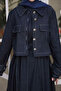 Navy Blue Denim Jacket Dress Double Combination Set - 4